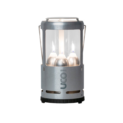 CANDLELIER - 3 CANDLE LANTERN, PLAIN ALUMINIUM